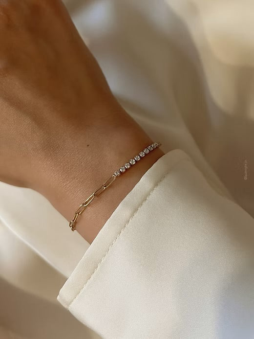 RHINESTONE PAPER-CLIP BRACELET (18k)