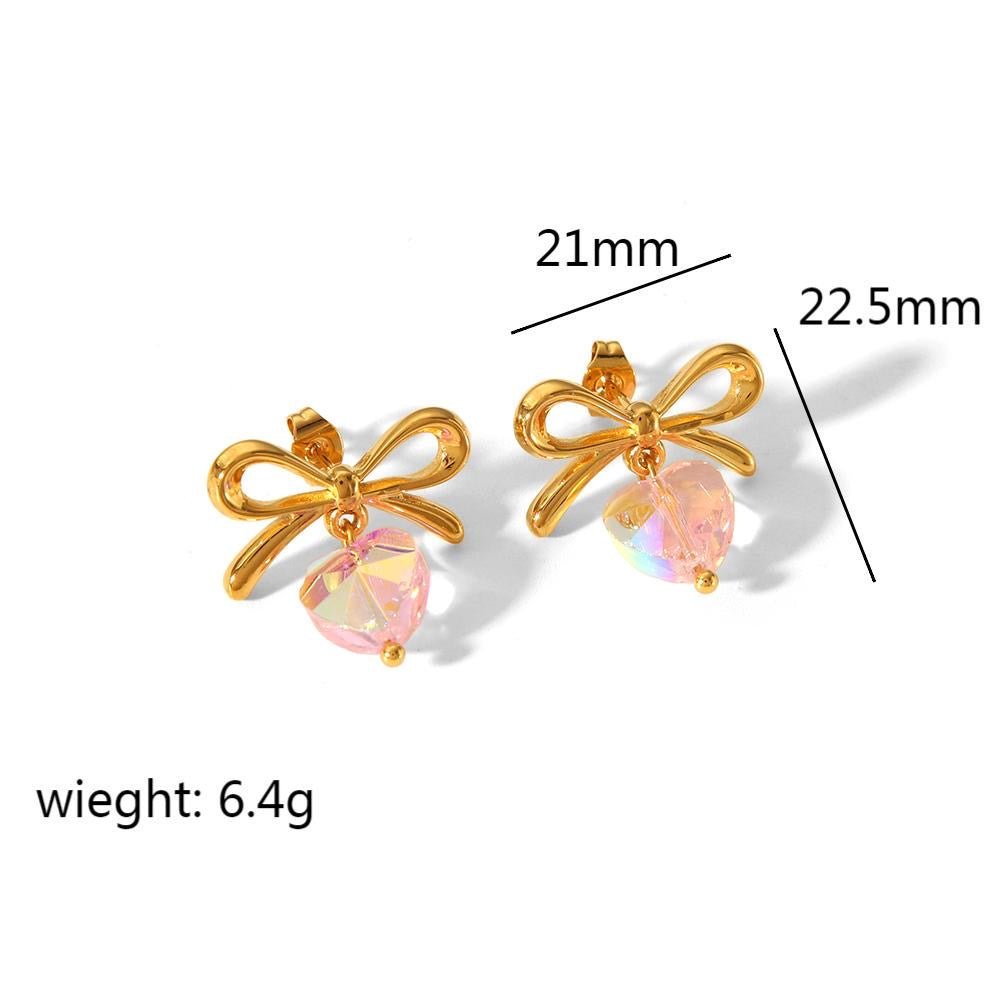 CRYSTAL BOW EARRINGS (18k)