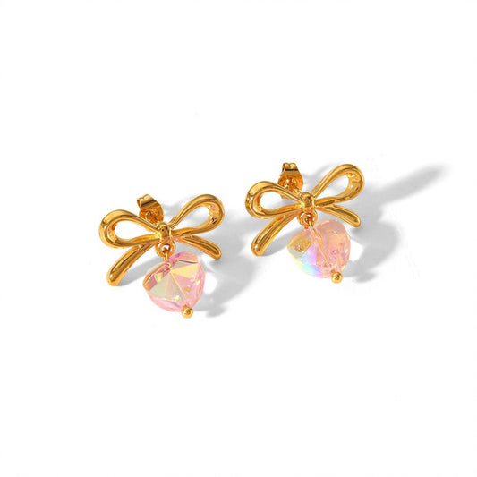 CRYSTAL BOW EARRINGS (18k)