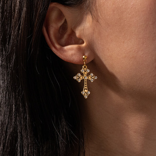 CROSS EARRINGS (18k)