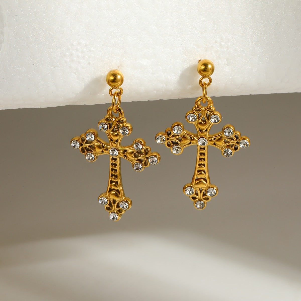 CROSS EARRINGS (18k)