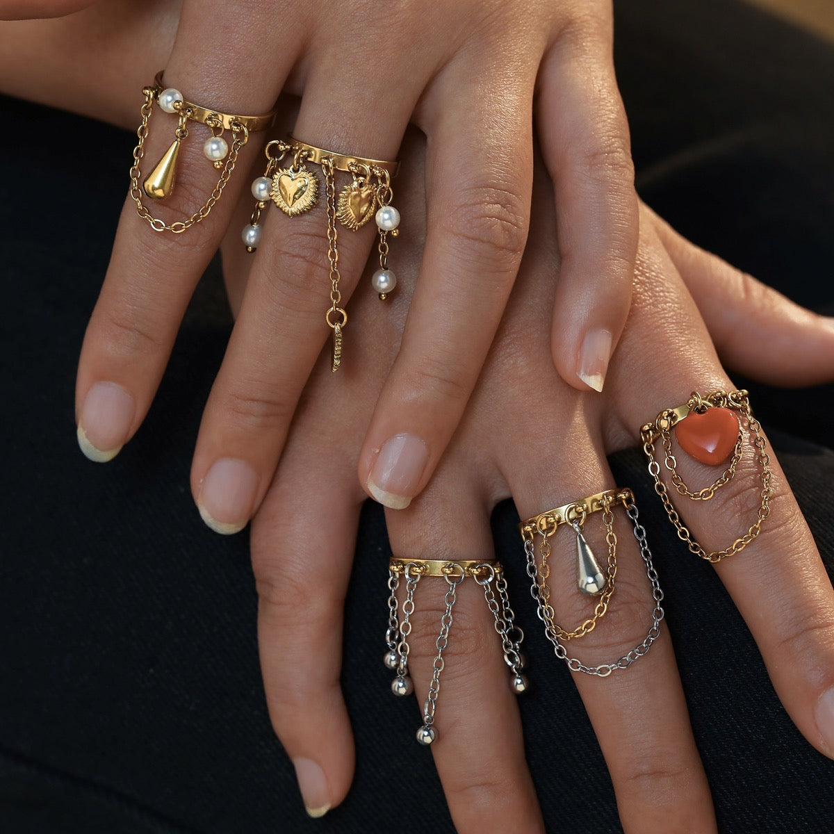 HEART DROP RINGS (18k)